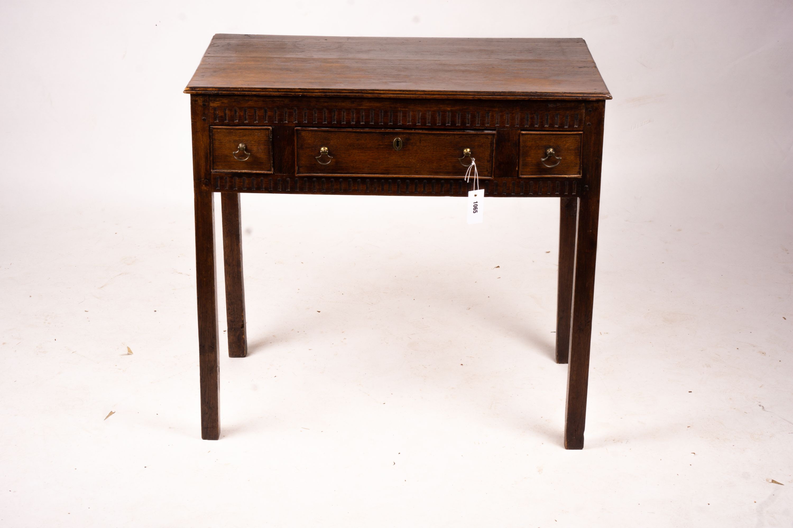 An 18th century and later oak side table, width 82cm, depth 47cm, height 78cm